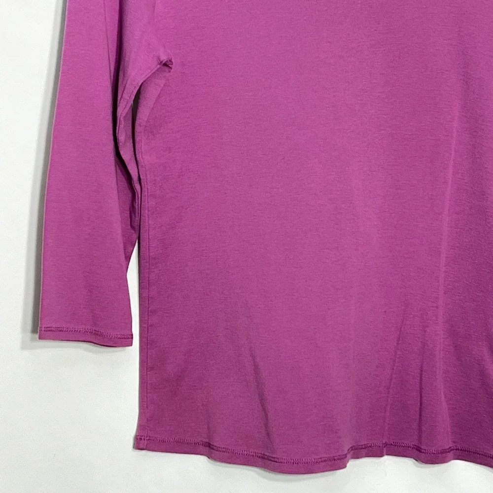 J. Jill Pima Cotton Ballet Sleeve Tee Purple Petite Small SP 3/4 Sleeve Top - Picture 4 of 7